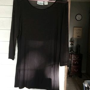Pachington shear long sleeve see-through black top